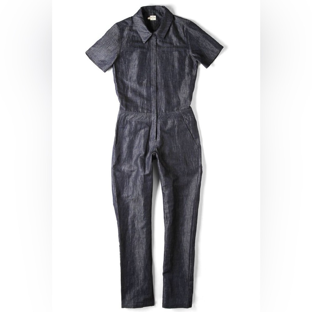 Bridge & Burn Mosby Jumpsuit Coveralls Denim Blue Linen Cotton Size Small EUC